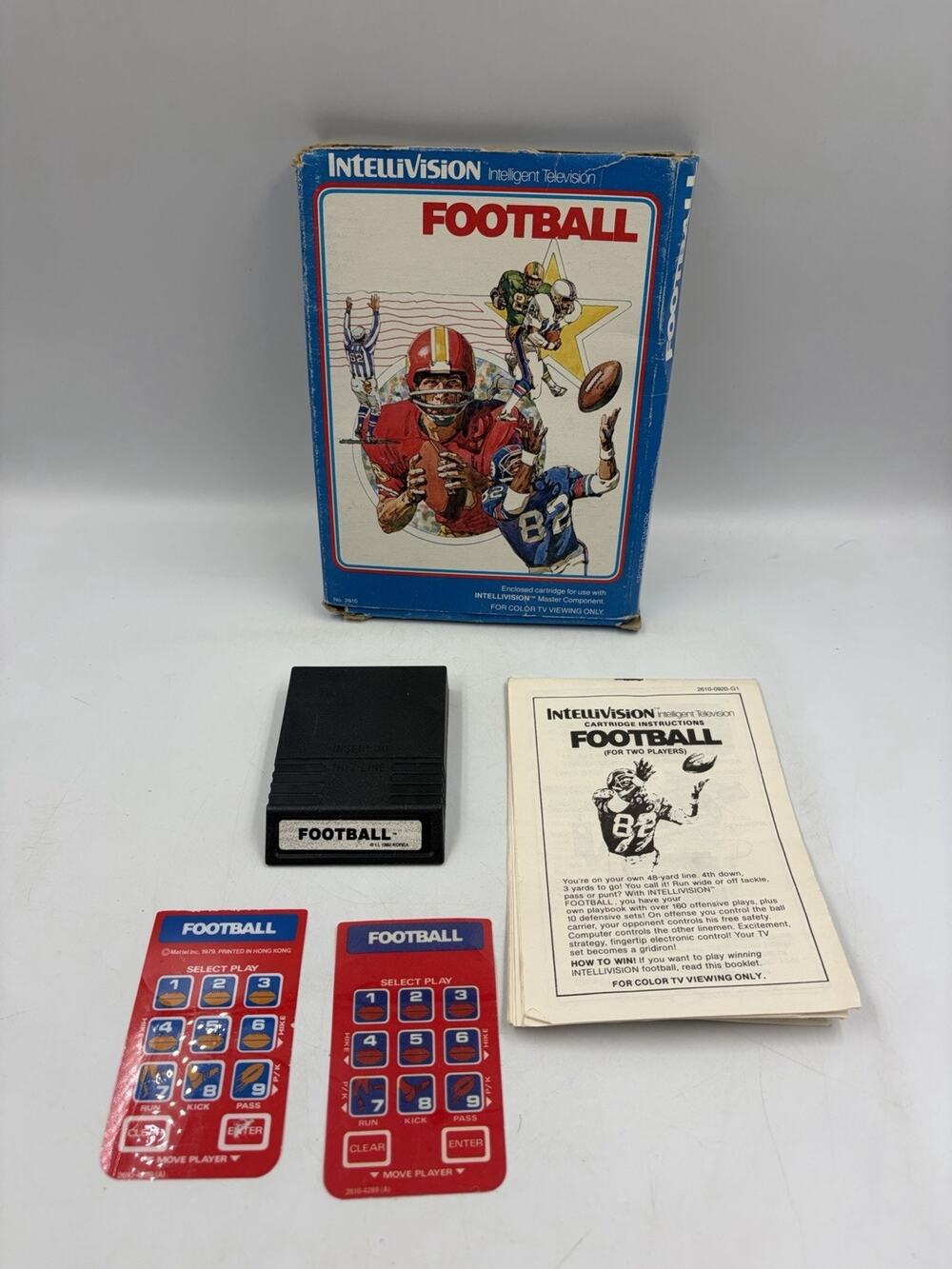 Rare! Mattel NFL Football Intellivision CIB 1979 with Overlays Playbook